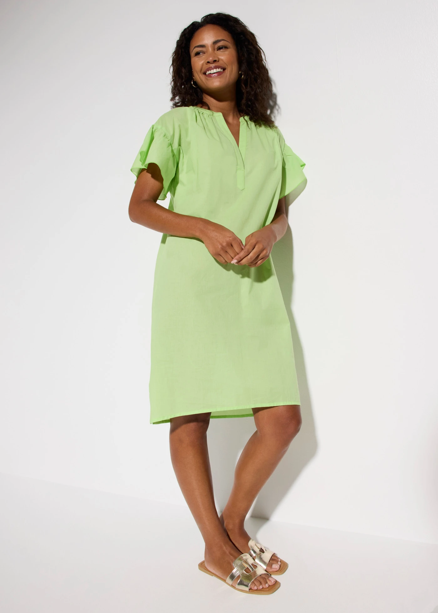 Rochie de plajă din bumbac 100% • verde-țelină • magazin bonprix