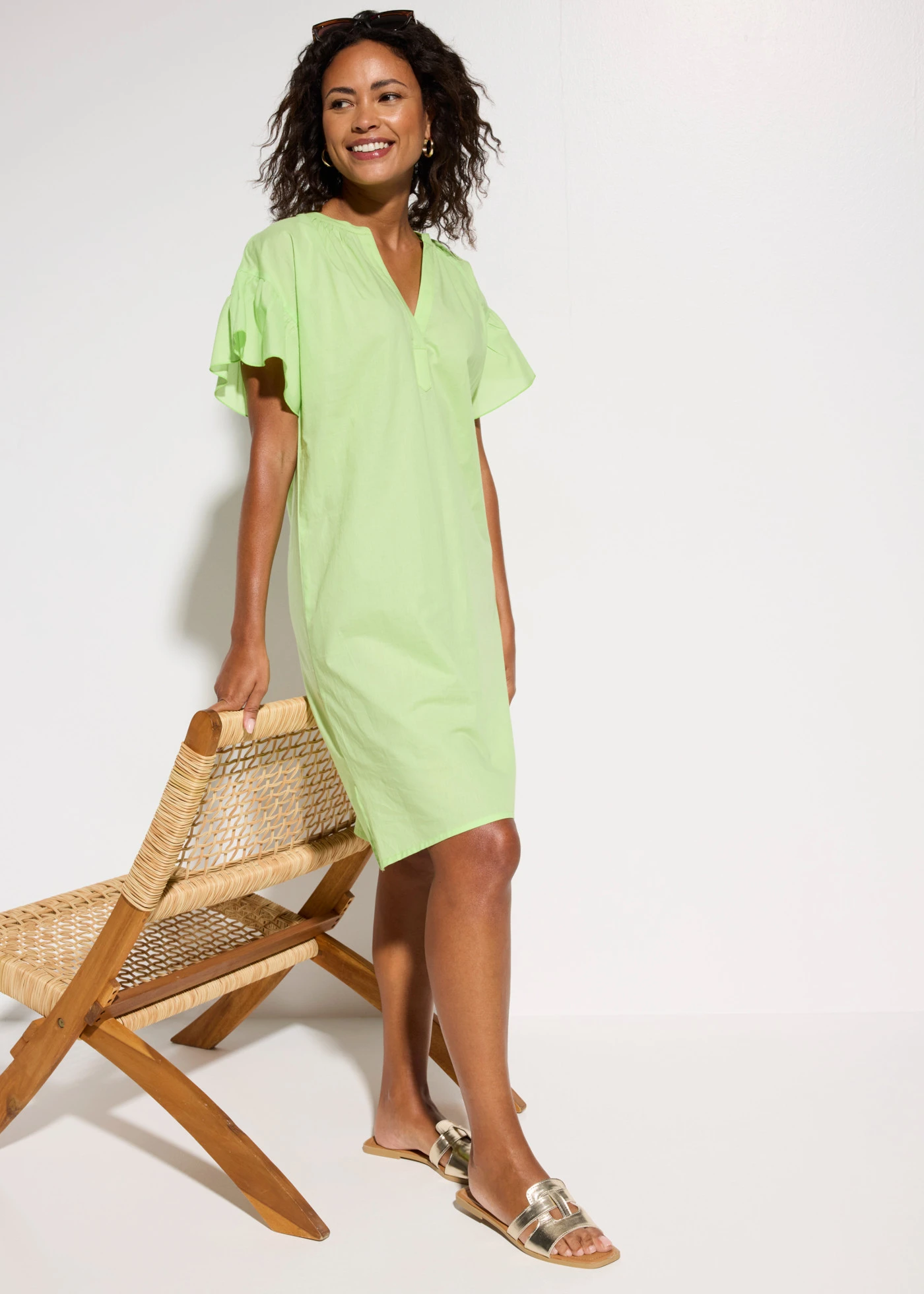 Strandjurk van puur katoen • selderijgroen • bonprix online shop