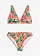 Háromszög fazonú bikini (2-részes szett), szín: korall-virágmintás