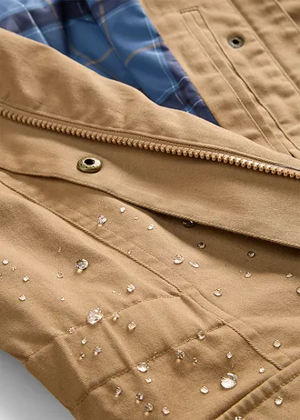 waterafstotende jas met geruite voering • mat camel • bonprix online shop