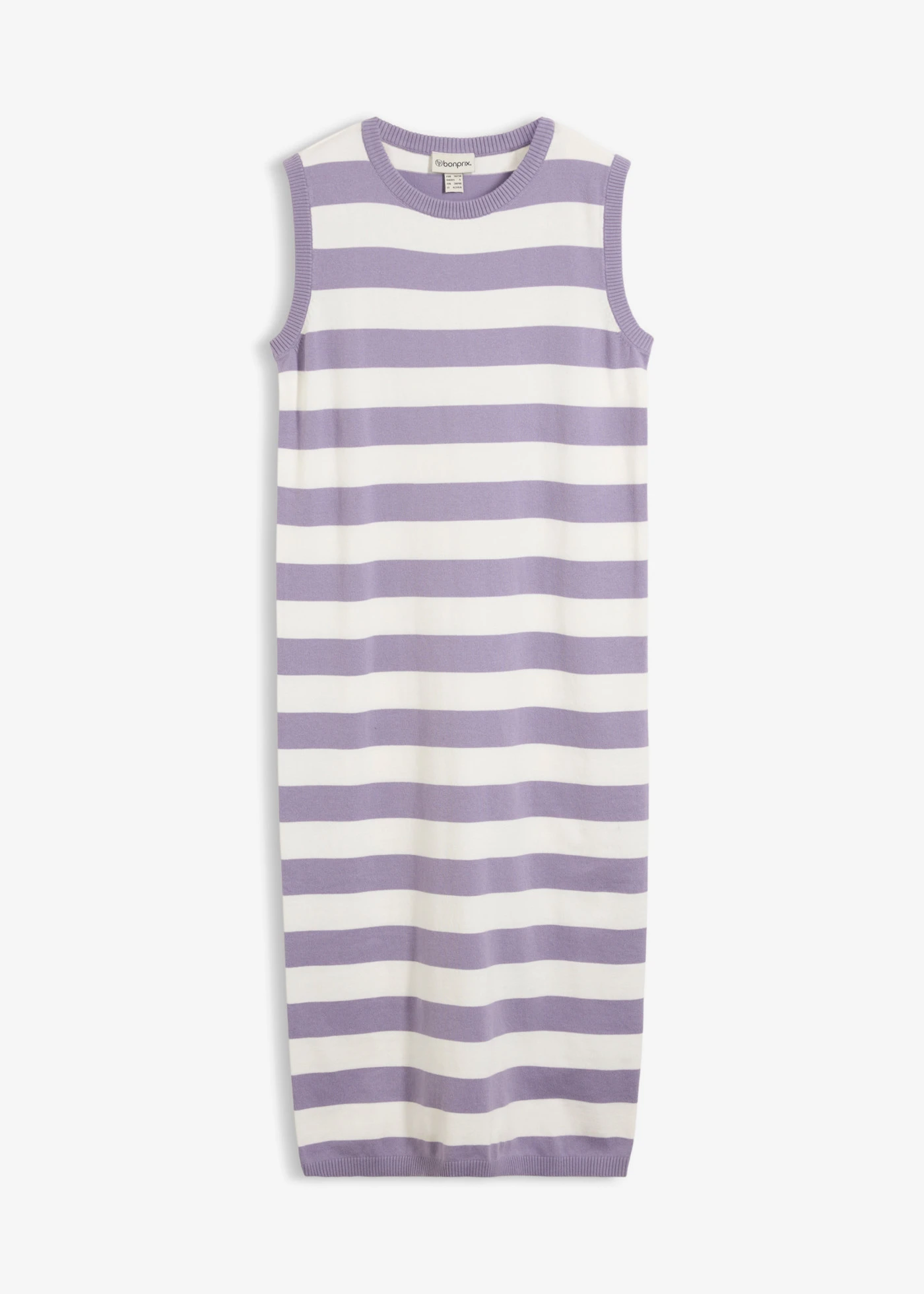 Rochie tricotată • violet fumuriu-ecru dungat • magazin bonprix