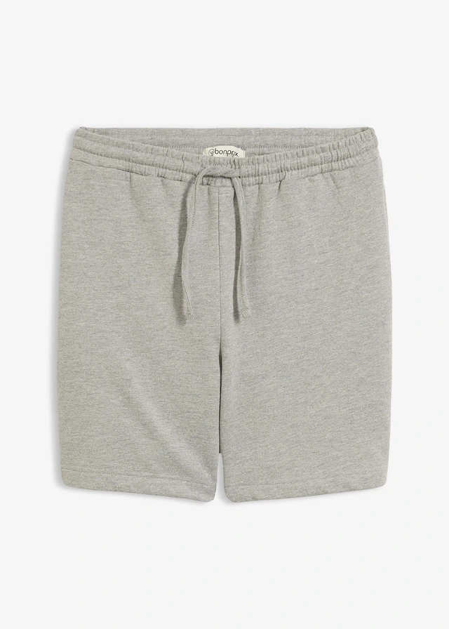 Short sweat 100% coton, Couleur: gris clair chiné