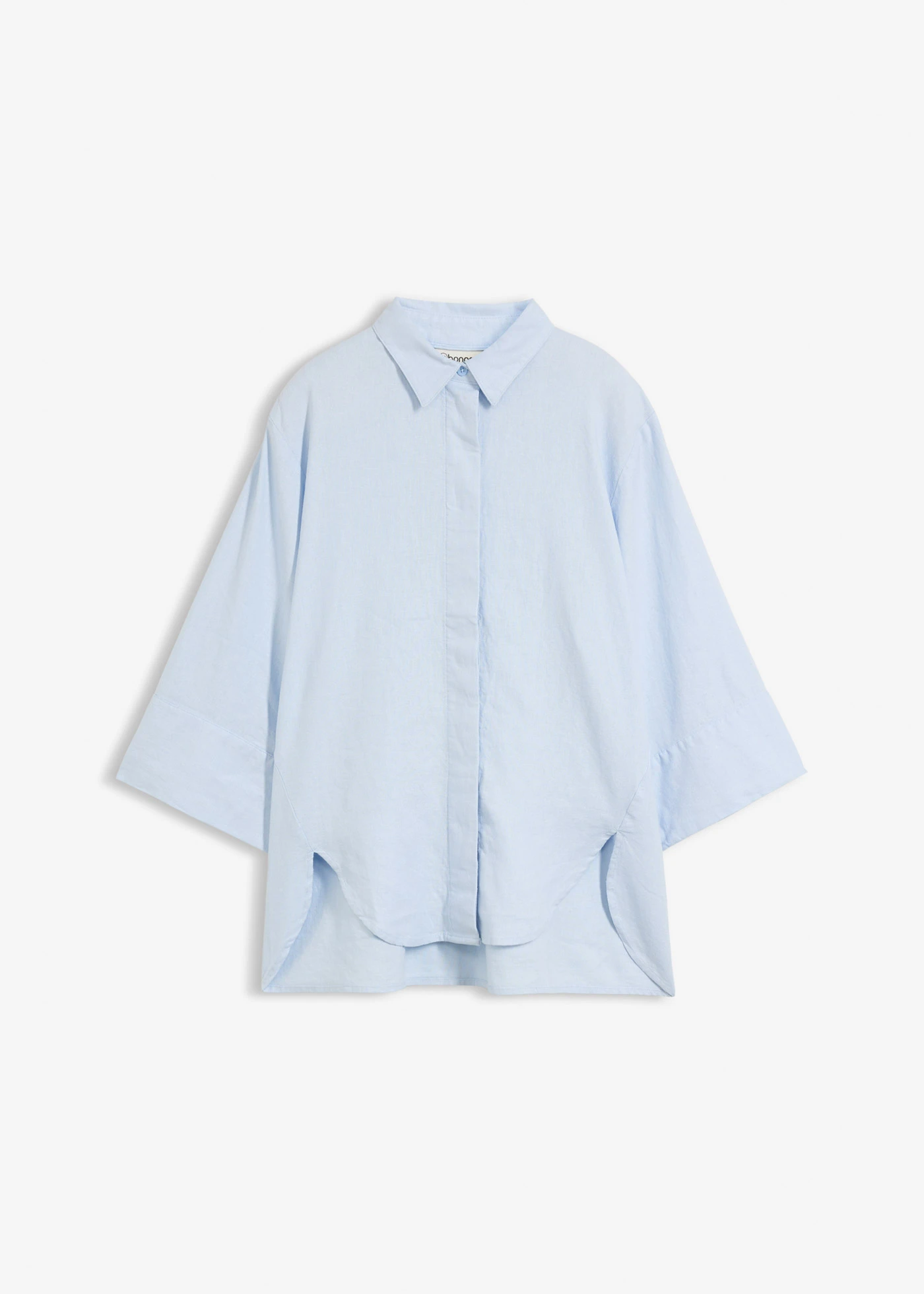 Blúz hűsítő lenvászon keverékből • púderkék • bonprix áruház