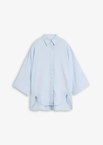 Overhemdblouse in een koele linnenmix • poederblauw • bonprix online shop