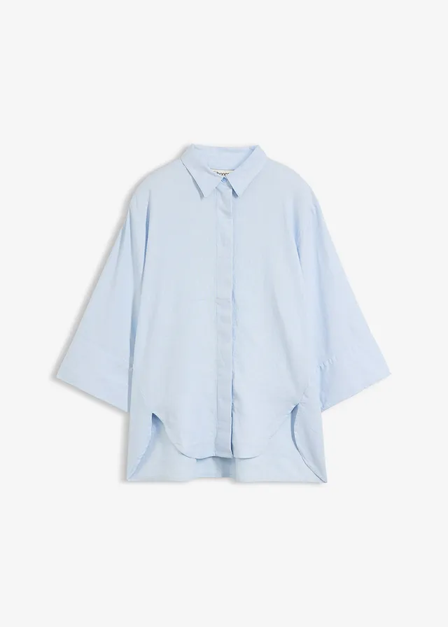 Blúz hűsítő lenvászon keverékből • púderkék • bonprix áruház