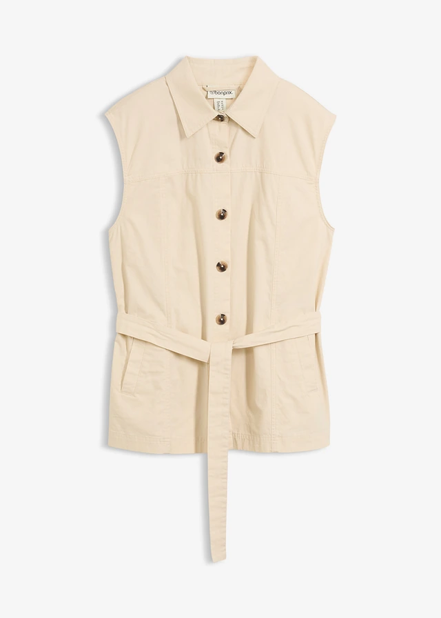 Vest met riem, van katoen, Kleur: kiezelgrijs