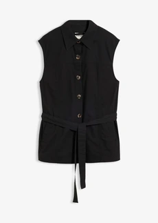 Vest met riem, van katoen • zwart • bonprix online shop