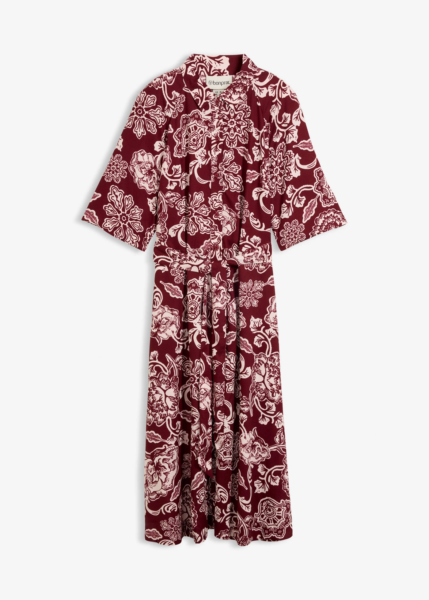 Overhemdjurk van soepele viscose • robijnrood-lichtroze gebloemd • bonprix online shop