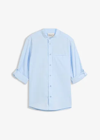 Jongens overhemd met lange mouwen en turn-ups • poederblauw • bonprix online shop