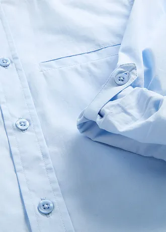 Chemise avec manches à retrousser, 100% coton • bleu poudré • Boutique bonprix