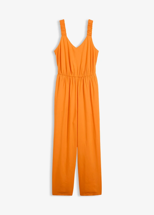 Jumpsuit van soepele viscose, Kleur: feloranje