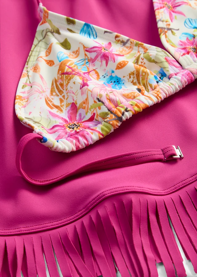 Bikini és szoknya (3-részes szett) • középfukszia-virágmintás • bonprix áruház
