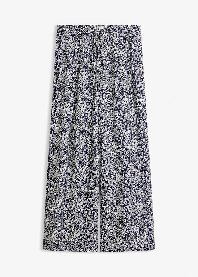 Instapbroek van een fijne viscosemix • donkerblauw-parelwit paisley • bonprix online shop