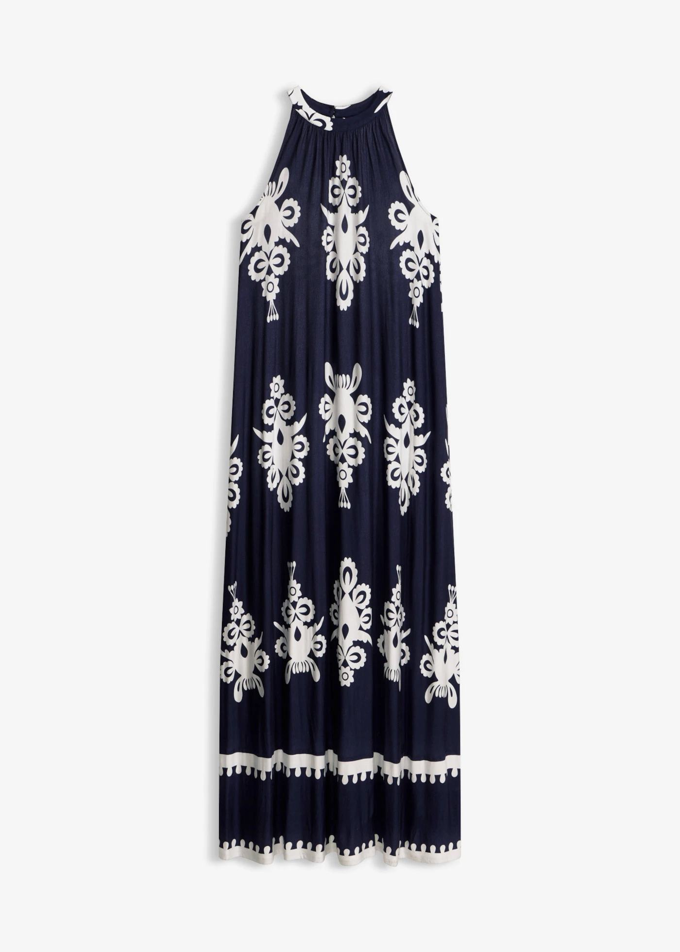 Rochie din jerse din amestec moale cu viscoză • bleumarin/ecru cu imprimeu • magazin bonprix