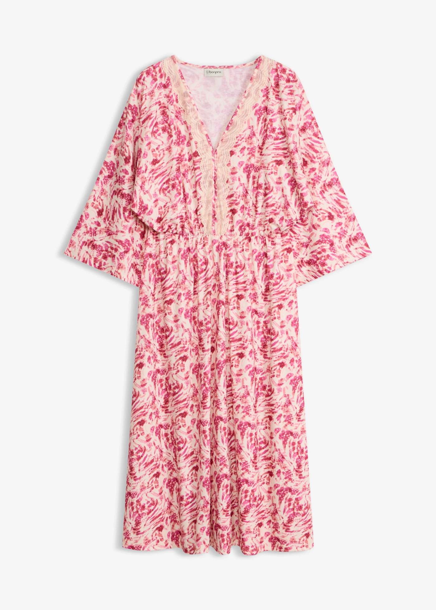 Jersey jurk met kant • pink gedessineerd • bonprix online shop