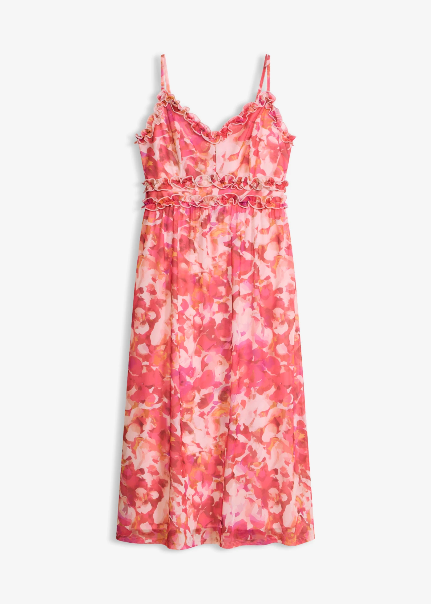 Robe à bretelles en mesh doux • rose vif floral • Boutique bonprix
