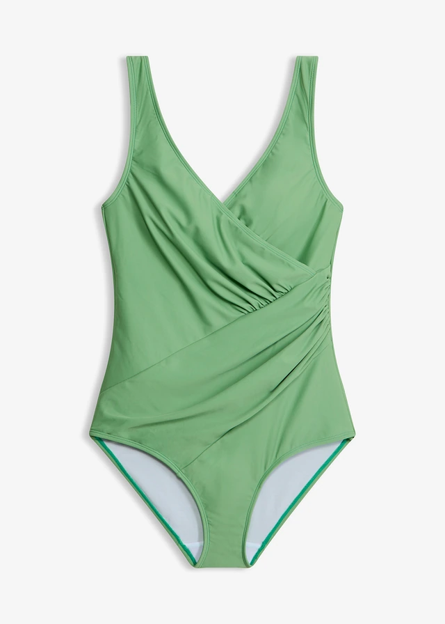 Medium corrigerend badpak in wikkellook, Kleur: klimopgroen