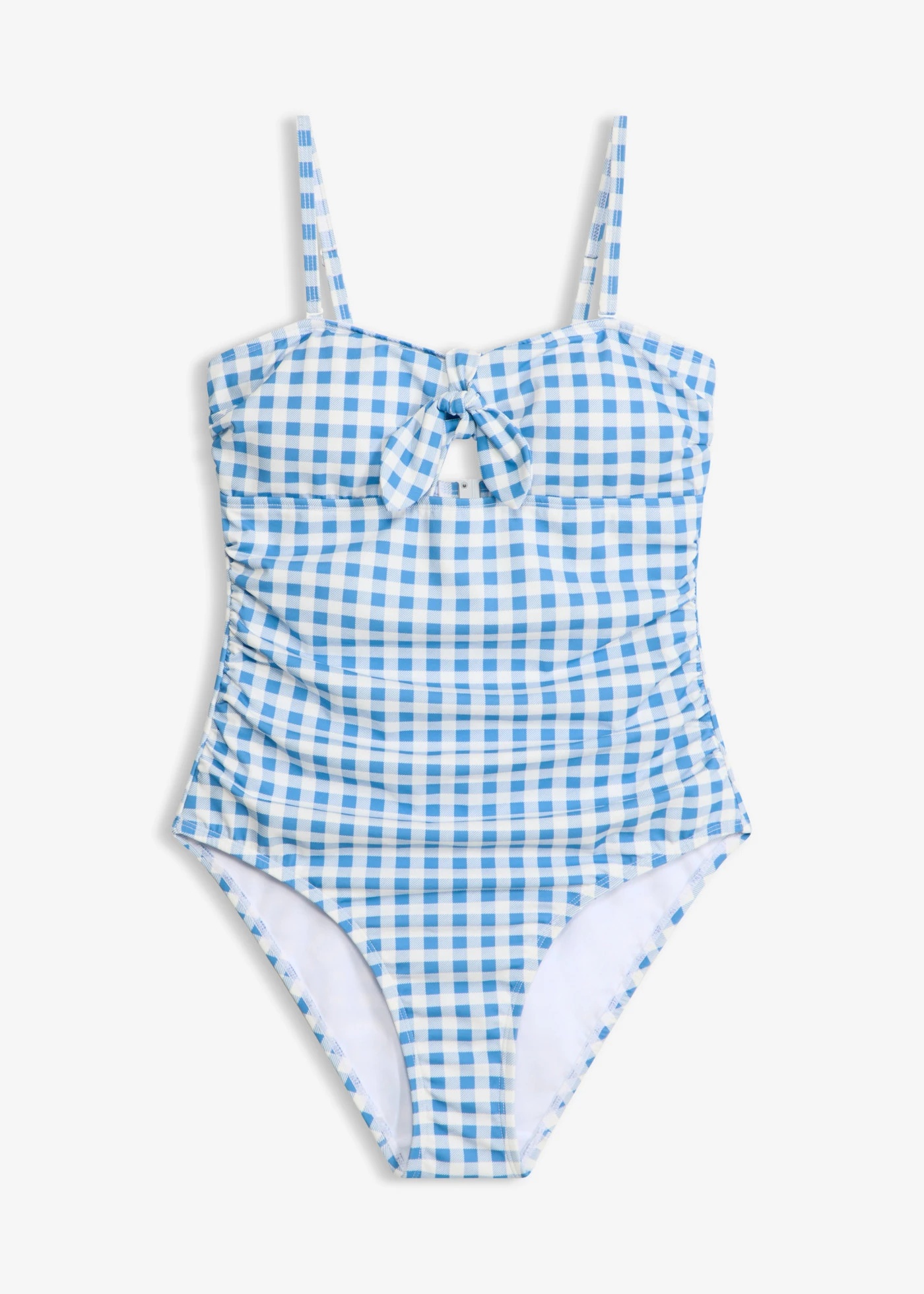 Bandeau-fürdőruha kis masnival • kék/fehér kockás • bonprix áruház