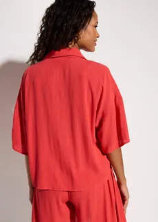 Korte strandblouse van soepele viscose • kreeftrood • bonprix online shop