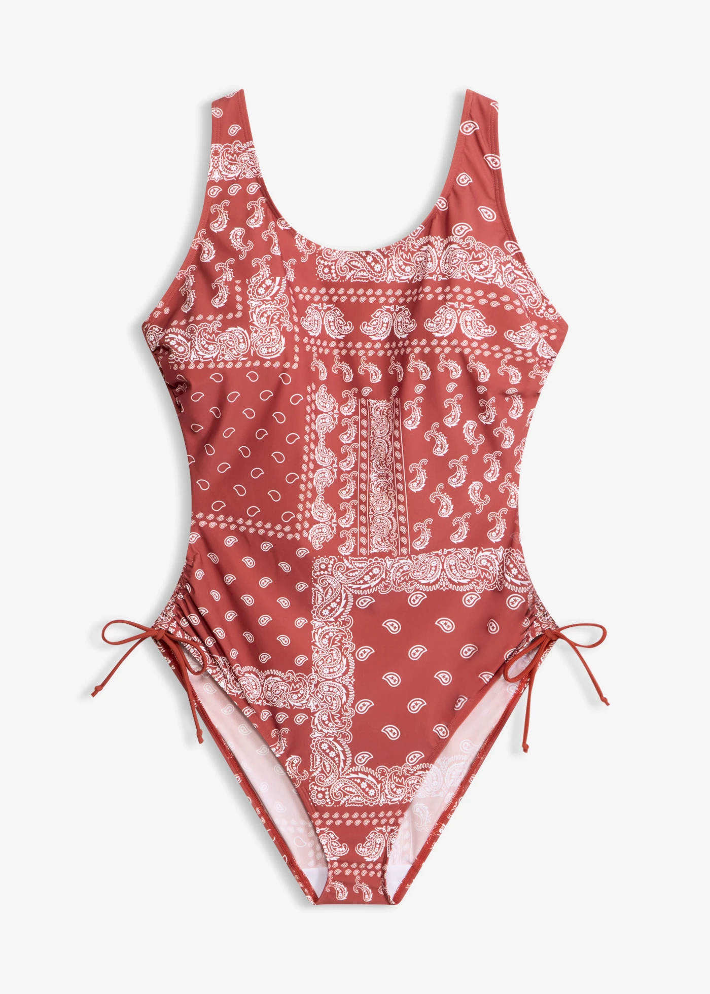 Maillot sculptant à nouettes, maintien léger • rouge piment-blanc imprimé • Boutique bonprix