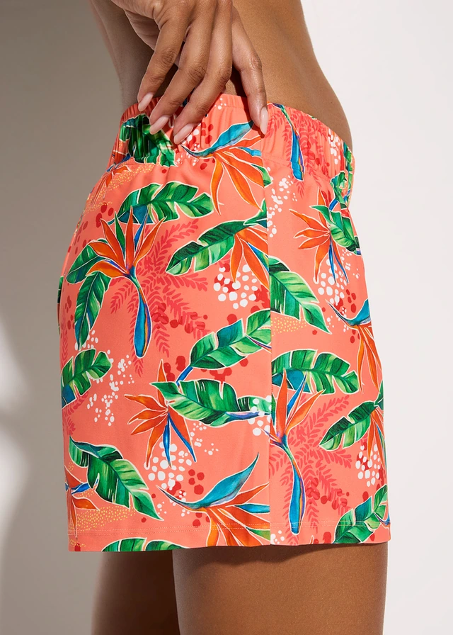 Zwemshort met binnenbroekje • koraal met bloemenprint • product-page.page-title-suffix