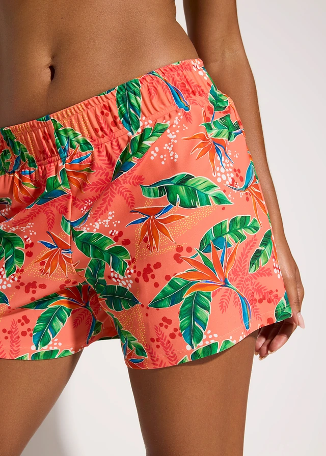 Zwemshort met binnenbroekje • koraal met bloemenprint • product-page.page-title-suffix