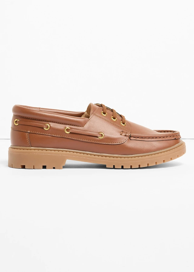 Loafers met veters, Kleur: cognac