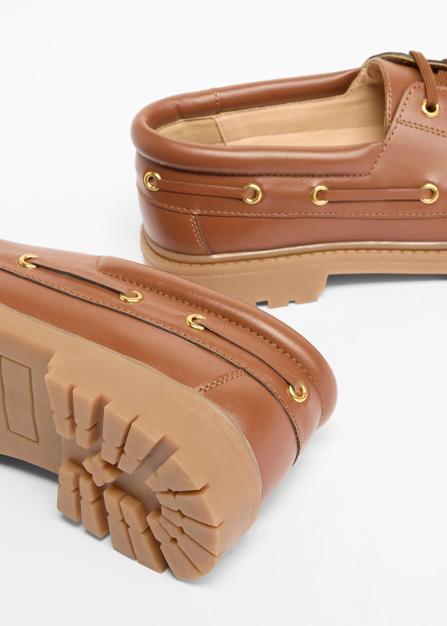 Loafers met veters, Kleur: cognac