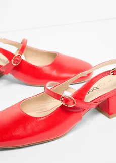 Slingback pumps met riempje, Kleur: aardbeirood