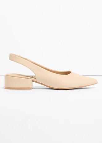 Slingback pumps met platte hak, Kleur: lichtsand