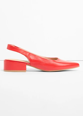Slingback pumps met platte hak, Kleur: rood