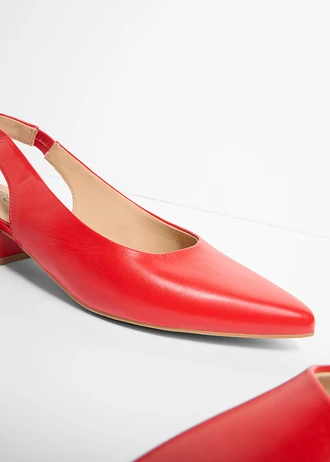 Escarpins slingback à talon plat, Couleur: rouge
