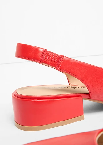 Slingback pumps met platte hak, Kleur: rood