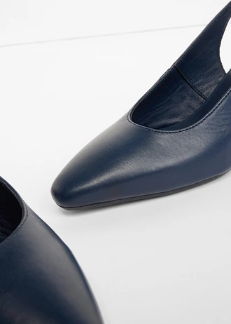 Leren slingback pumps, Kleur: donkerblauw