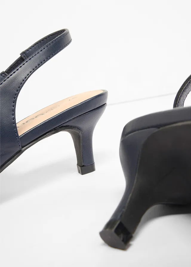 Lodičky s otevřenou patou a úzkým podpatkem • tmavě modrá • bonprix obchod