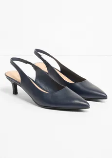 Escarpins slingback à petit talon fin, Couleur: bleu foncé