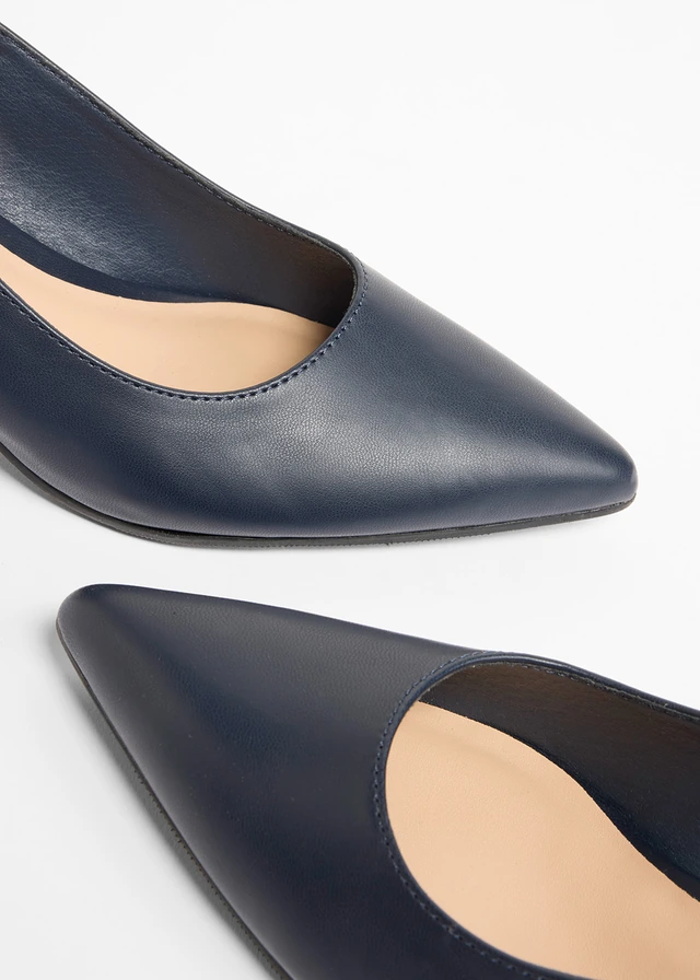 Escarpins slingback à petit talon fin, Couleur: bleu foncé