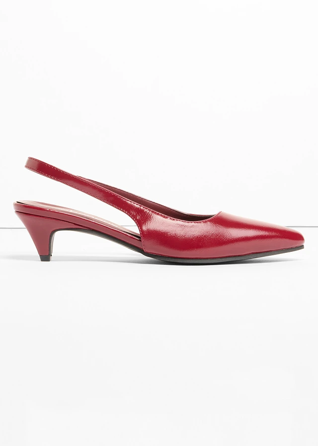Slingback pumps met een lage hak, Kleur: robijnrood