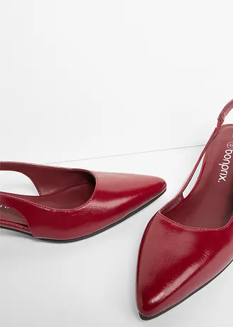 Slingback pumps met een lage hak, Kleur: robijnrood