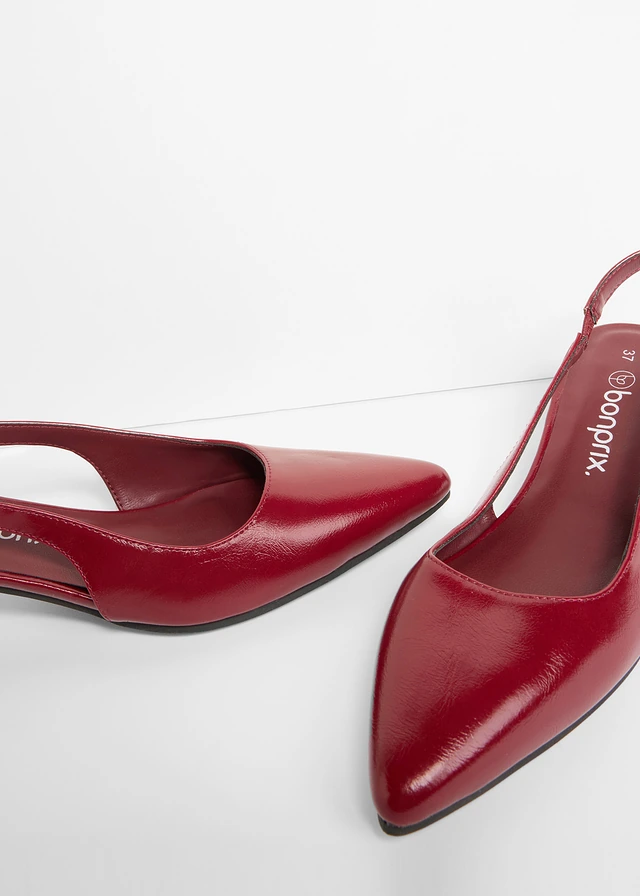 Escarpins slingback à talon bas, Couleur: rouge rubis