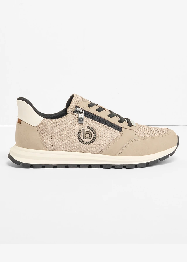 Sneakers van Bugatti met ritssluiting, Kleur: taupe
