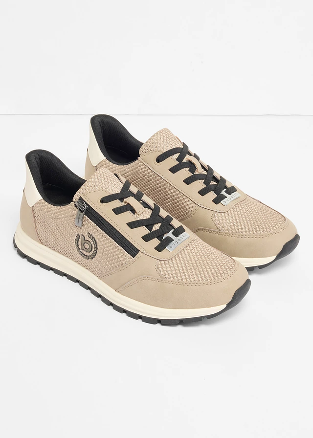 Sneakers van Bugatti met ritssluiting, Kleur: taupe