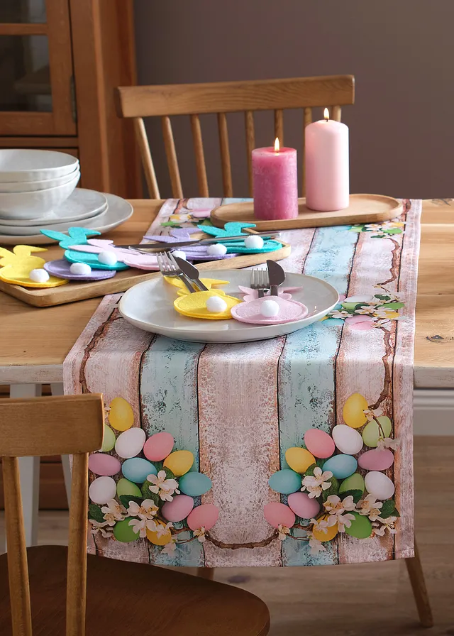 Chemin de table avec motif de Pâques • rose/multicolore • product-page.page-title-suffix