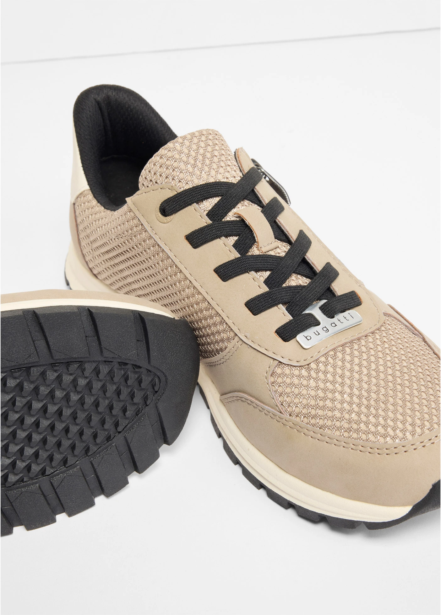 Sneakers van Bugatti met ritssluiting • taupe • bonprix online shop