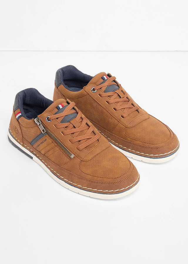 Tom Taylor sneakers met ritssluiting, Kleur: cognac