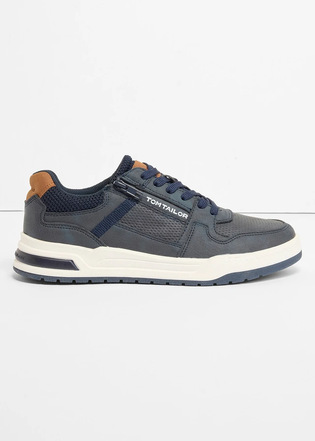 Sneakers Tom Tailor avec zip, Couleur: bleu foncé/marron