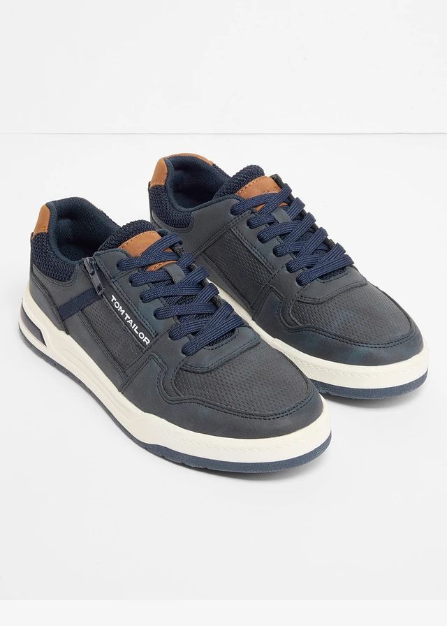 Tom Taylor sneakers met ritssluiting, Kleur: donkerblauw-bruin