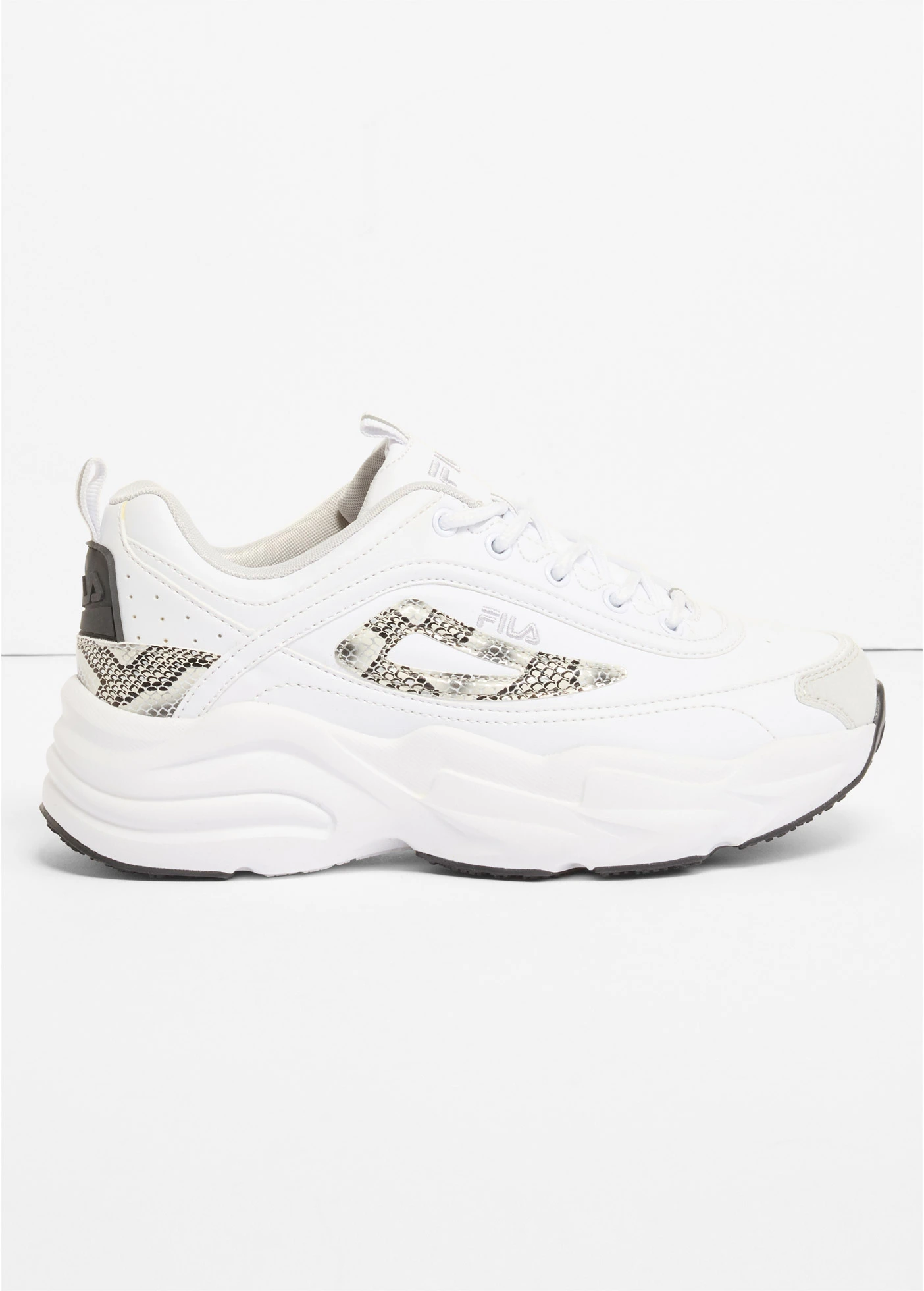 Fila chunky szabadidőcipő állatmintás részletekkel • fehér/kígyómintás • bonprix áruház