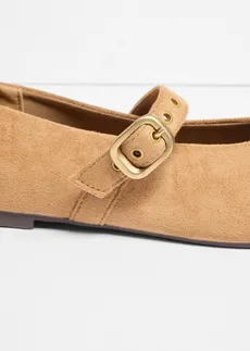 Ballerines à bride et œillets, Couleur: marron clair