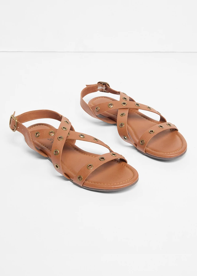 Sandales à œillets, Couleur: marron